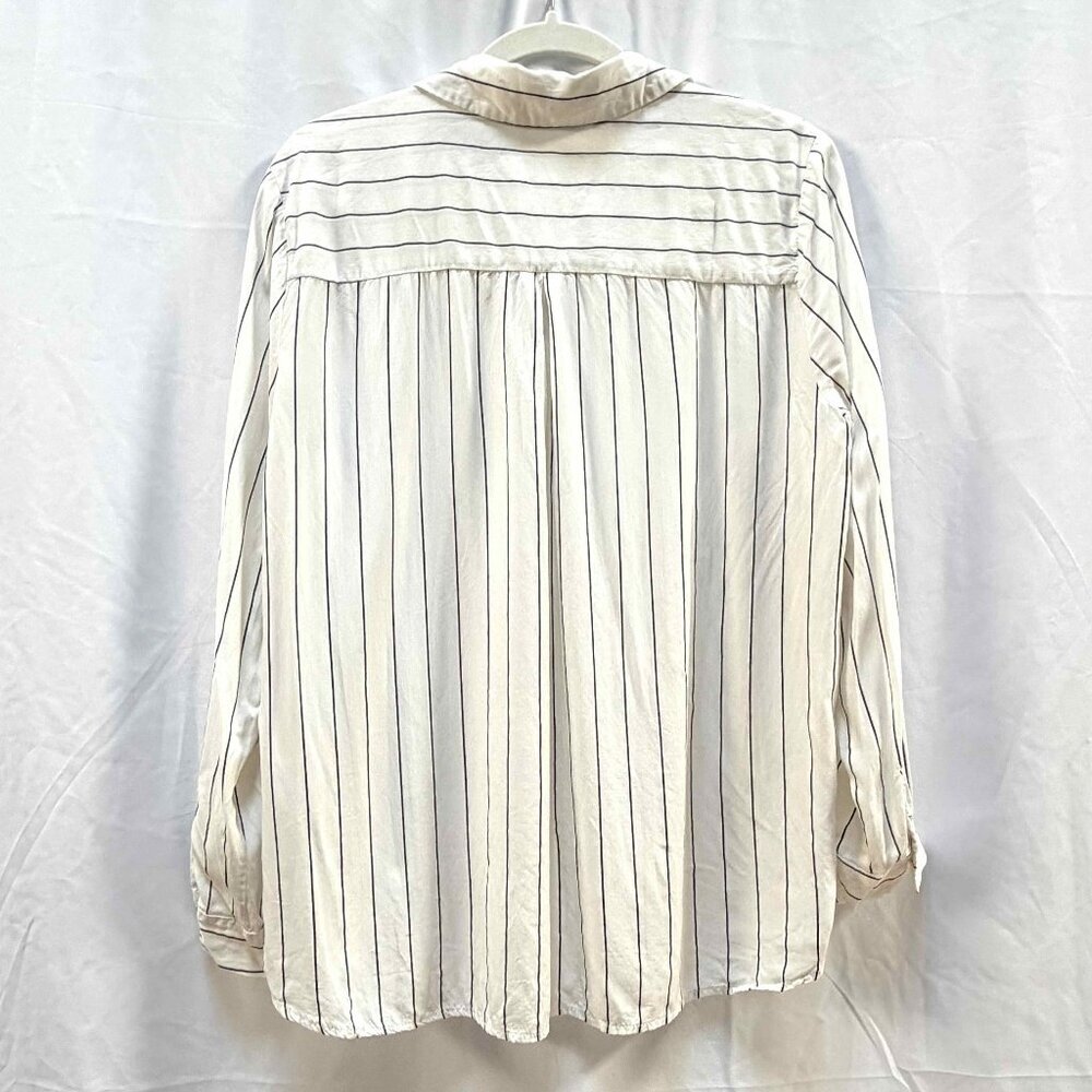 Melissa Nepton Black & White Striped Long Sleeve Blouse Sz LG - Picture 2 of 8